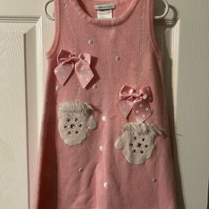 Bonnie Jean pink dress with mittens and bows